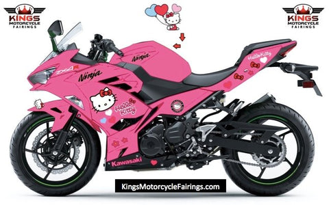 Fairing kit for a Kawasaki Ninja 400 (2018-2023) Pink Hello Kitty