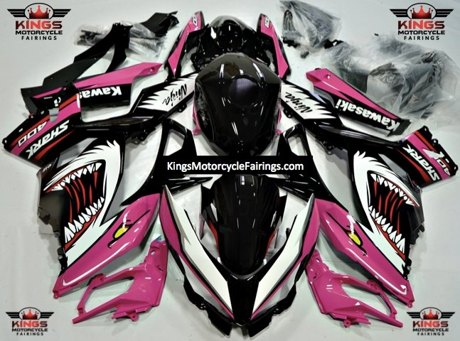 Fairing kit for a Kawasaki Ninja 400 (2018-2023) Pink, Black, White & Red Shark