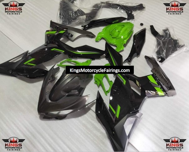 Fairing kit for a Kawasaki Ninja 400 (2018-2023) Silver, Black & Green