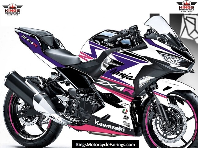 Fairing kit for a Kawasaki Ninja 400 (2018-2023) White, Purple & Pink