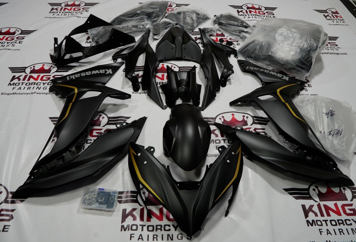 Fairing Kit for a Kawasaki Ninja 650R (2017-2019) Matte Black & Matte Gold