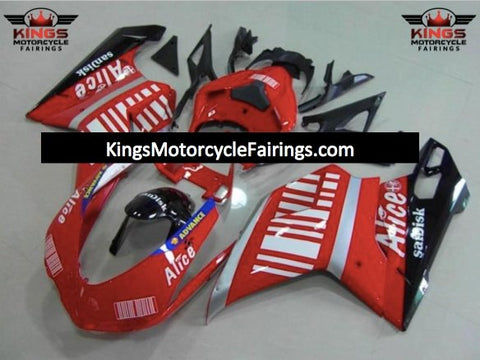 Ducati 1198 (2007-2012) Red, Silver, Black & White Striped Fairings