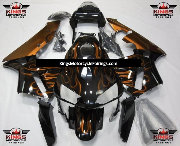 Honda CBR600RR (2003-2004) Black & Orange Flame Fairings