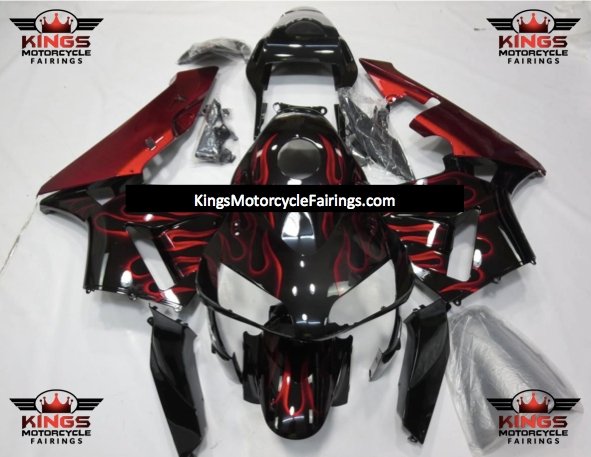 Honda CBR600RR (2003-2004) Black & Red Flame Fairings