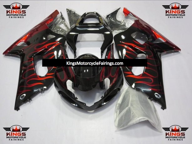 Suzuki GSXR750 (2000-2003) Black & Red Flame Fairings