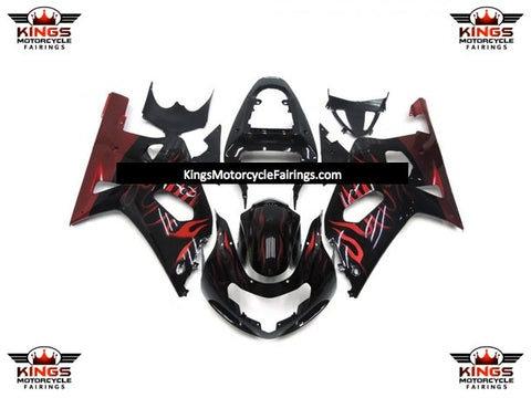 Suzuki GSXR750 (2000-2003) Black & Red Flame Fairings