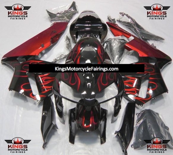 Honda CBR600RR (2005-2006) Black & Red Flame Fairings