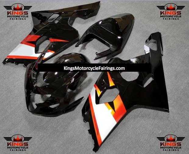 Suzuki GSXR750 (2004-2005) Black, Orange & Silver Fairings