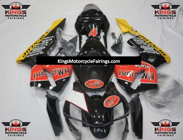 Honda CBR600RR (2003-2004) Black, Orange, White & Yellow HM Plant Fairings