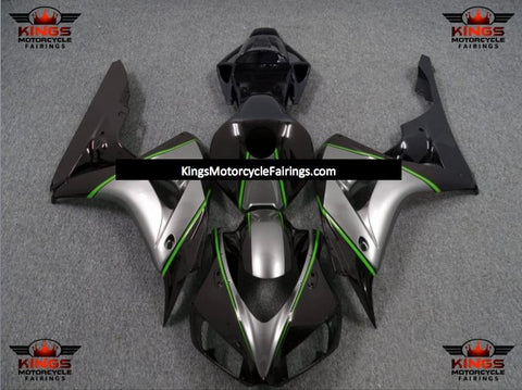 Honda CBR1000RR (2006-2007) Black, Silver & Green Pinstripe Fairings