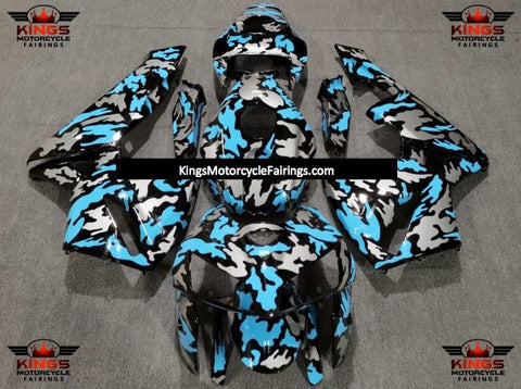 Honda CBR600RR (2005-2006) Black, Silver & Light Blue Camouflage Fairings