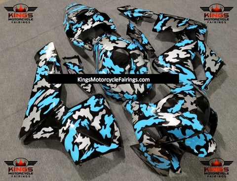 Honda CBR600RR (2005-2006) Black, Silver & Light Blue Camouflage Fairings