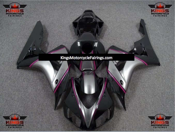 Honda CBR1000RR (2006-2007) Black, Silver & Pink Pinstripe Fairings