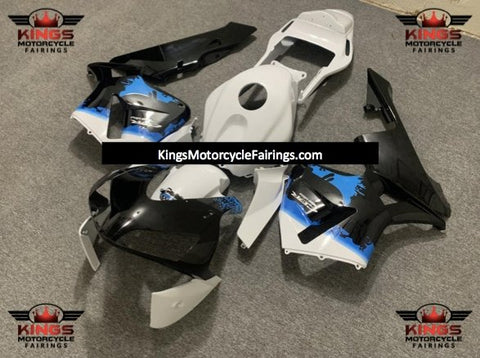 Honda CBR600RR (2003-2004) White, Black & Blue Paint Splatter Fairings