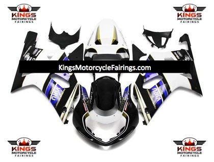 Suzuki GSXR750 (2000-2003) Black, White & Blue Viru Fairings