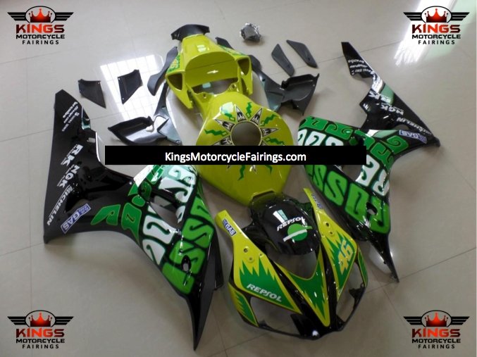 Honda CBR1000RR (2006-2007) Black, Yellow & Green Rossi Fairings