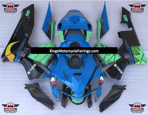 Honda CBR600RR (2005-2006) Blue, Black & Green Shark Fairings