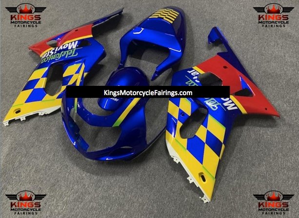 Suzuki GSXR750 (2000-2003) Blue, Yellow & Red Telefonica Fairings