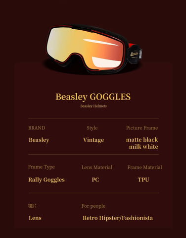 Beasley Motorcycle Helmet HD Goggles - Black, Red, Orange, Yellow & White