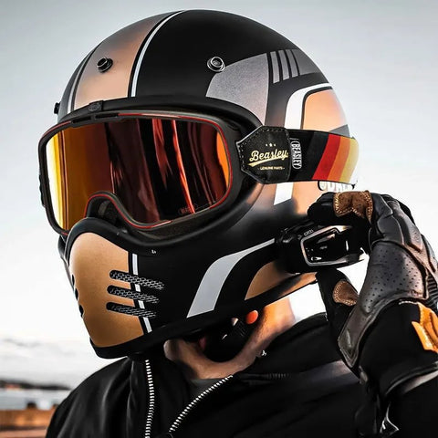 Beasley Motorcycle Helmet HD Goggles - Black & White Checkered