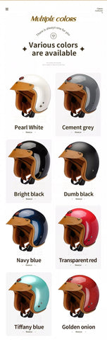 Matte Black & Leather Open Face 3/4 Beasley Motorcycle Helmet