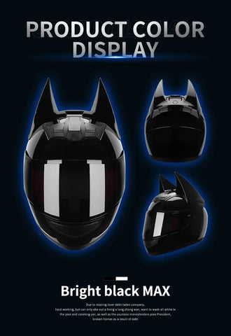 Black Batman HNJ Motorcycle Helmet with Black Visor