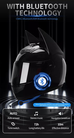 Black Batman HNJ Motorcycle Helmet with Black Visor