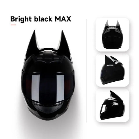 Black Batman HNJ Motorcycle Helmet with Black Visor