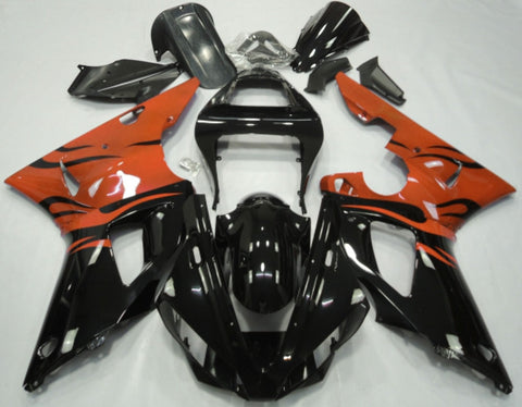 Yamaha YZF-R1 (2000-2001) Black & Orange Flame Fairings