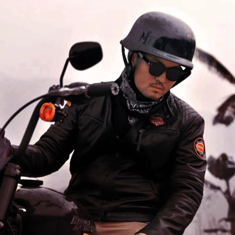 Black Half Face Soldier Motorcycle Helmet