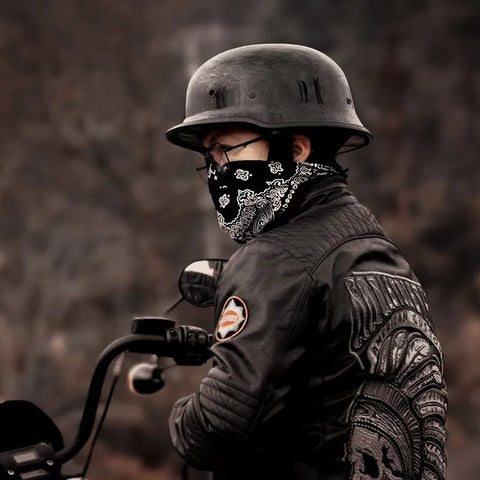 Black Half Face Soldier Motorcycle Helmet