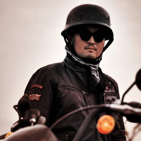 Black Half Face Soldier Motorcycle Helmet