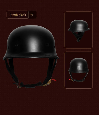 Matte Black Half Face Soldier Motorcycle Helmet