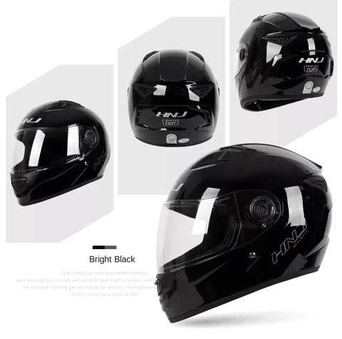 Black HNJ Motorcycle Helmet with Black Visor