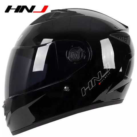 Black HNJ Motorcycle Helmet with Clear Visor