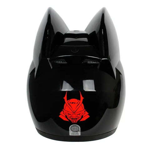 Black HNJ Motorcycle Helmet with Cat Ears & Black Visor