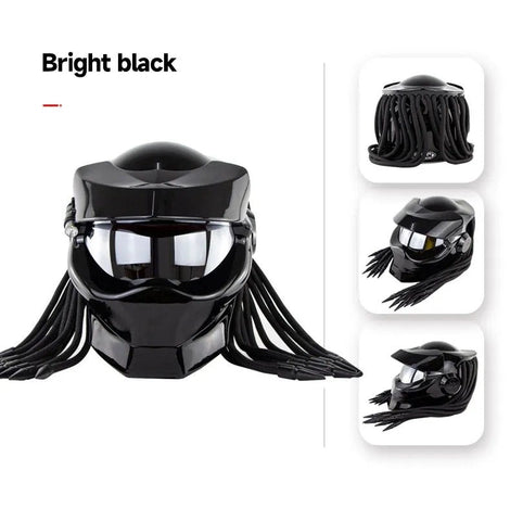 Black Predator HNJ Motorcycle Helmet