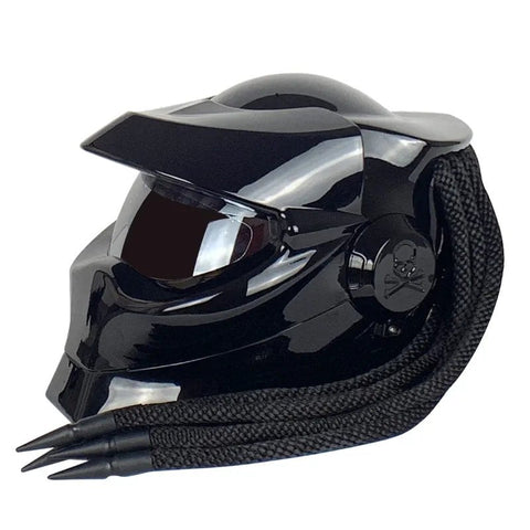 Black Predator HNJ Motorcycle Helmet