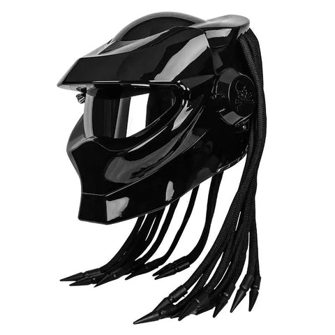 Black Predator HNJ Motorcycle Helmet