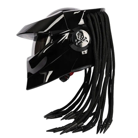 Black Predator HNJ Motorcycle Helmet