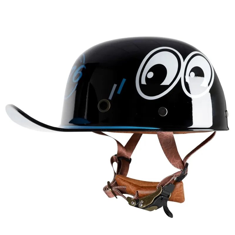 Black, Blue & White Cartoon Eye Retro Baseball Cap Motorcycle Helmet