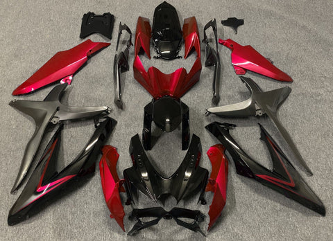 Suzuki GSXR600 (2008-2010) Black, Candy Red & Gray Fairings