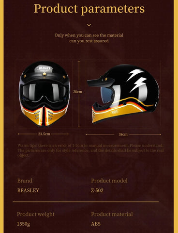 Black, Gold & White Lightning Beasley Motorcycle Helmet