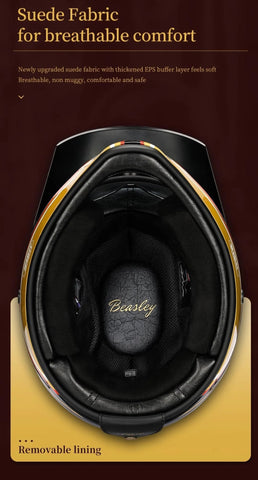 Black, Gold & White Lightning Beasley Motorcycle Helmet