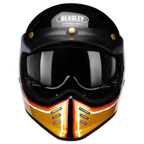 Black, Gold & White Lightning Beasley Motorcycle Helmet