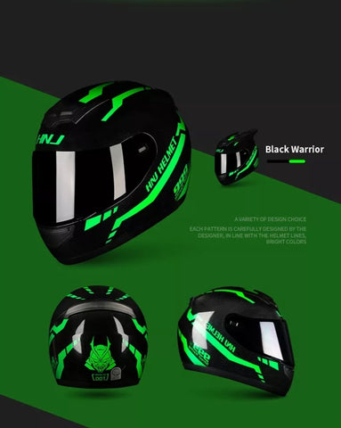 Black & Green Warrior 999 HNJ Motorcycle Helmet