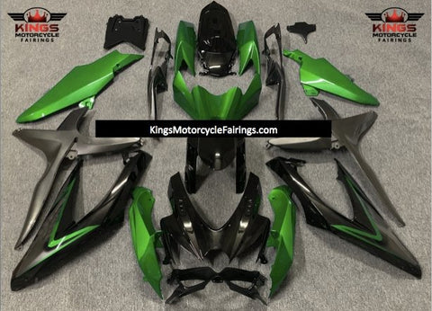 Suzuki GSXR600 (2008-2010) Black, Green & Gray Fairings