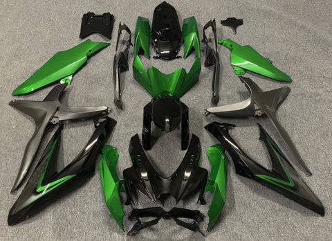 Suzuki GSXR600 (2008-2010) Black, Green & Gray Fairings