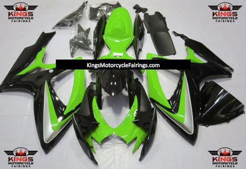 Suzuki GSXR750 (2006-2007) Black, Green & Silver Fairings