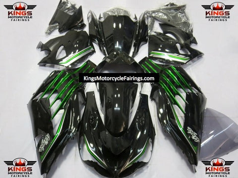 Fairing kit for a Kawasaki Ninja ZX14R (2012-2021) Black, Metallic Green & Silver